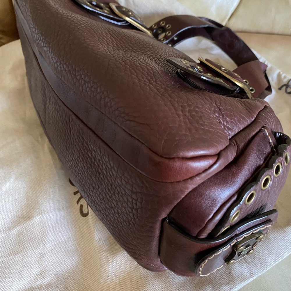 NWT Michael Kors Roadie Satchel Thick Leather Bag Grommets Rivets Brass Pebbled - Picture 11 of 16